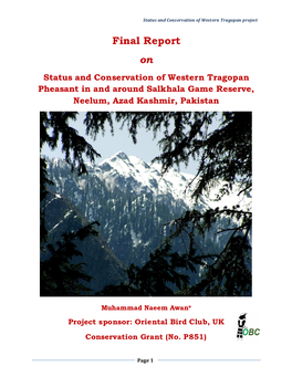 P851 Status and Conservation of Western Tragopan Pheasant in And