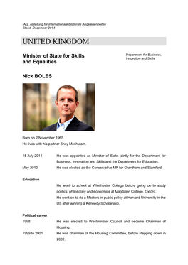 CV Nick BOLES, Skills and Equalities