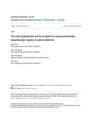 The Role of Glutamate and Its Receptors in Mesocorticolimbic Dopaminergic Regions in Opioid Addiction