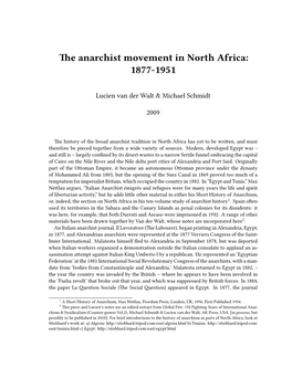 Anarchist Movement in North Africa: 1877-1951