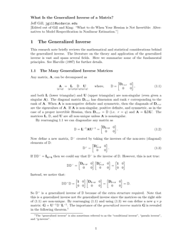 1 the Generalized Inverse