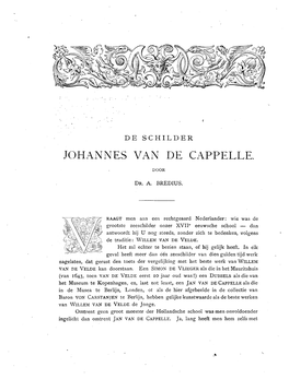 De Schilder Johannes Van De Capielle. Door Dr. A. Bredius