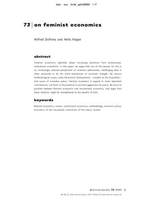 73 on Feminist Economics J