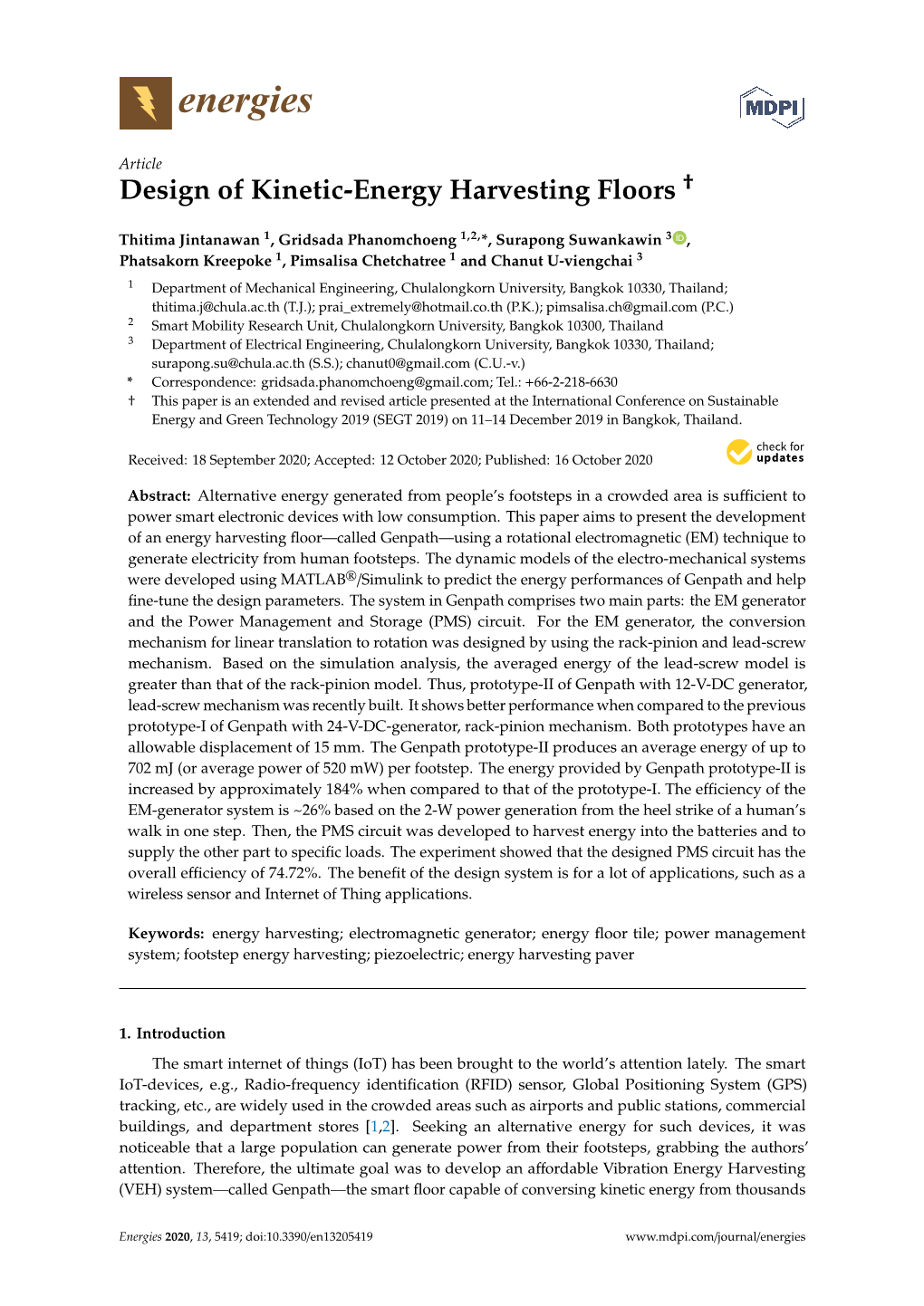 Design of Kinetic-Energy Harvesting Floors "2279