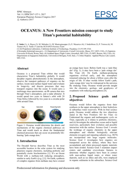 OCEANUS: a New Frontiers Mission Concept to Study Titan’S Potential Habitability