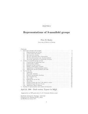 Representations of 3-Manifold Groups