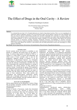 The Effect of Drugs in the Oral Cavity-A Review