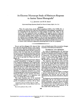 An Electron Microscope Study of Histiocyte Response to Ascites Tumor Homografts*