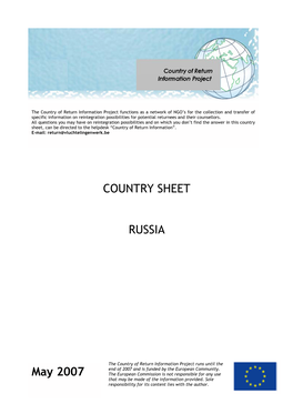 COUNTRY SHEET RUSSIA May 2007