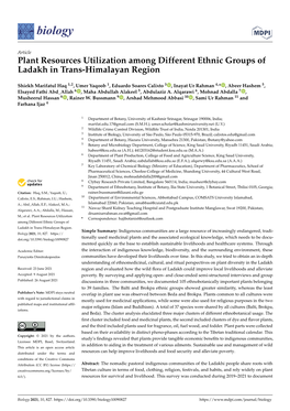 Plant Resources Utilization Among Different Ethnic Groups of Ladakh in Trans-Himalayan Region