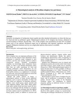 4. Palynological Analysis of Brazilian Stingless Bee Pot-Honey