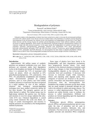 Biodegradation of Polymers