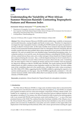Understanding the Variability of West African Summer Monsoon Rainfall: Contrasting Tropospheric Features and Monsoon Index