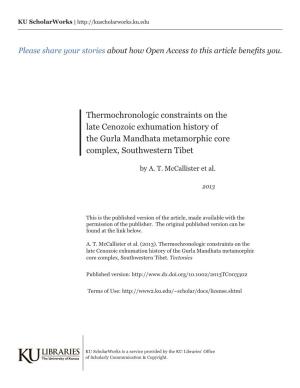 Thermochronologic Constraints on the Late Cenozoic Exhumation History of the Gurla Mandhata Metamorphic Core Complex, Southwestern Tibet