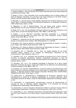 11. BIBLIOGRAFÍA 1. Arqueros Gallego, L. and L.M. Sanchez De La Fuente, Reconstrucción De Las Redes Tróficas Del Yacimiento De Las Hoyas