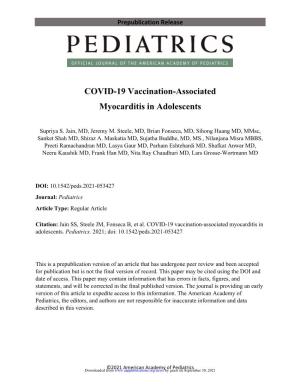 COVID-19 Vaccination-Associated Myocarditis in Adolescents