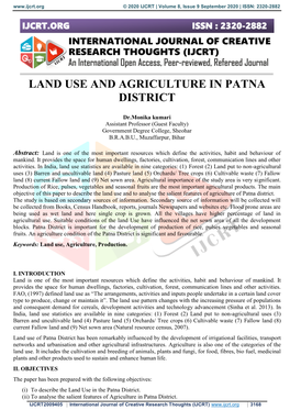 Land Use and Agriculture in Patna District