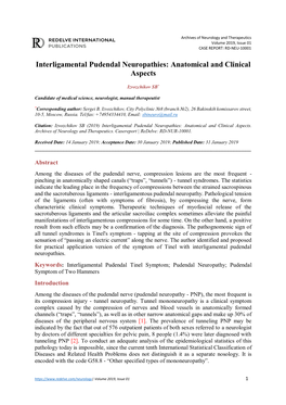 Interligamental Pudendal Neuropathies: Anatomical and Clinical Aspects