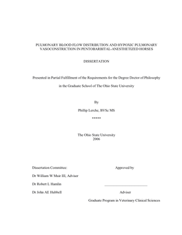 Pulmonary Blood Flow Distribution and Hypoxic Pulmonary Vasoconstriction in Pentobarbital-Anesthetized Horses