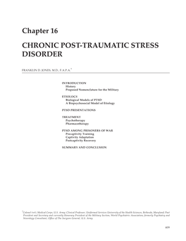 Chapter 16 War Psychiatry Chronic Post-Traumatic Stress Disorder