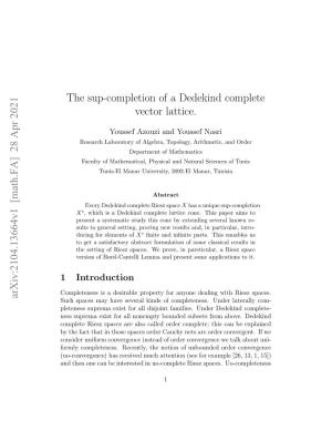 Arxiv:2104.13664V1 [Math.FA] 28 Apr 2021 the Sup-Completion of A