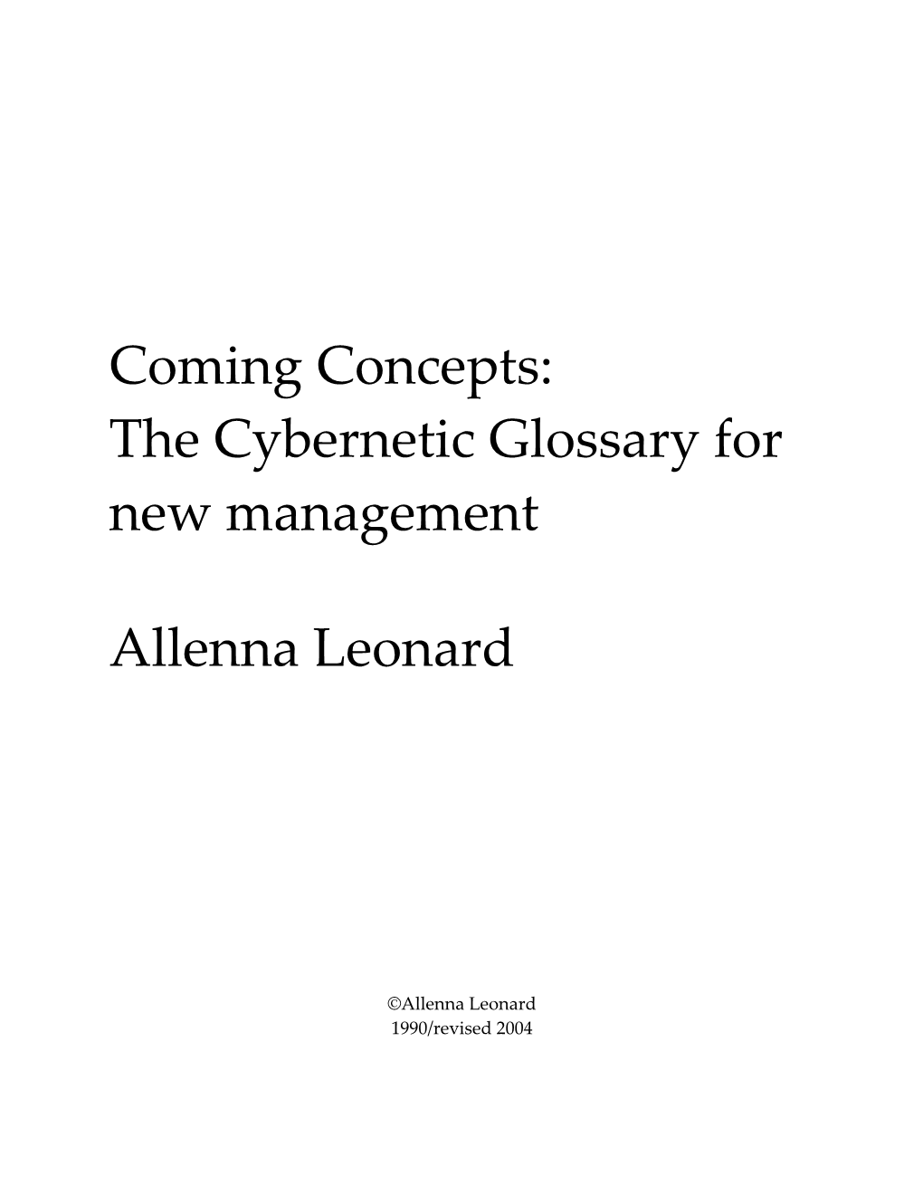 Glossary of Cybernetics Terms
