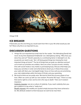 Ice Breaker Discussion Questions