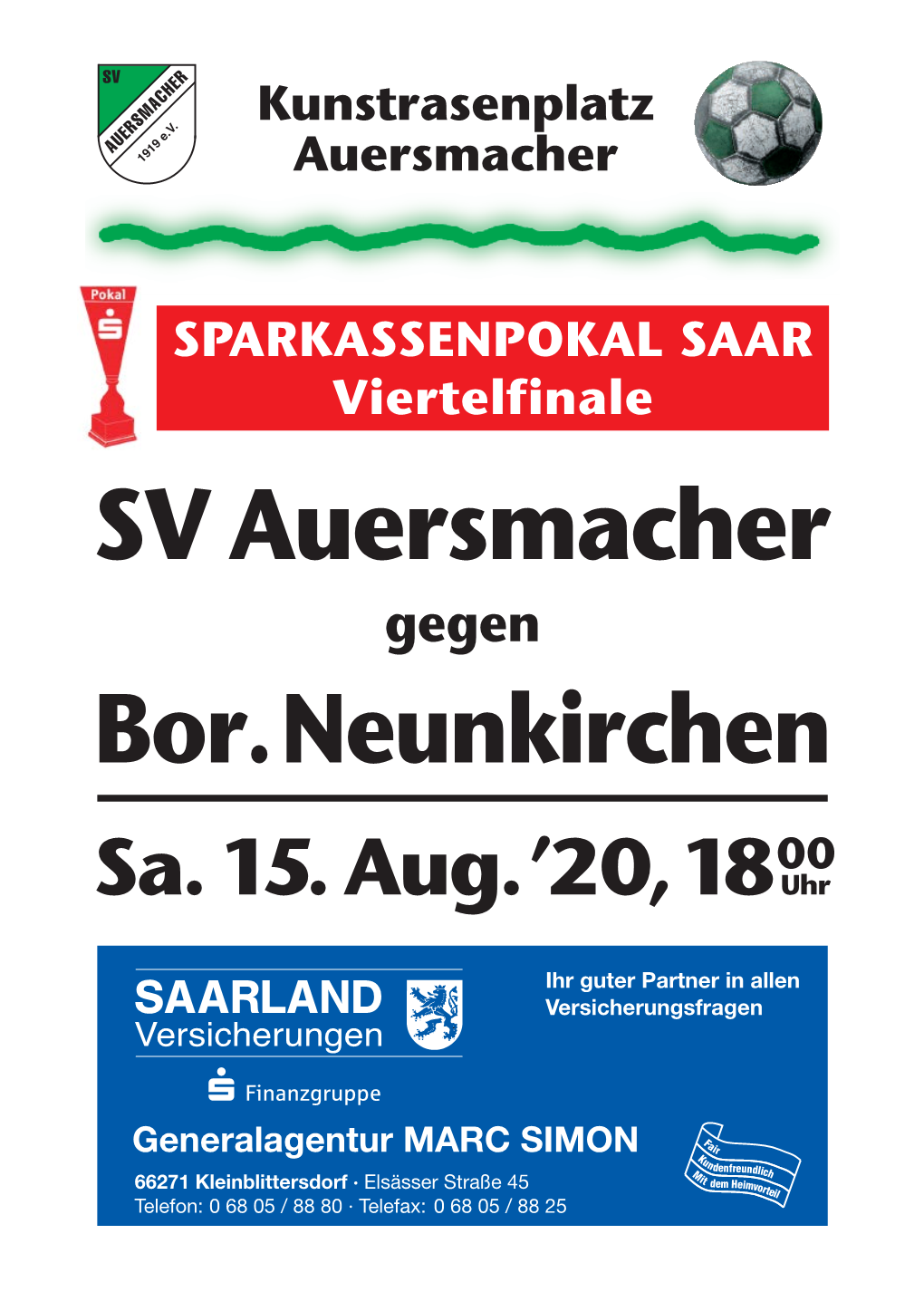 SV Auersmacher Gegen Bor. Neunkirchen Sa. 15. Aug