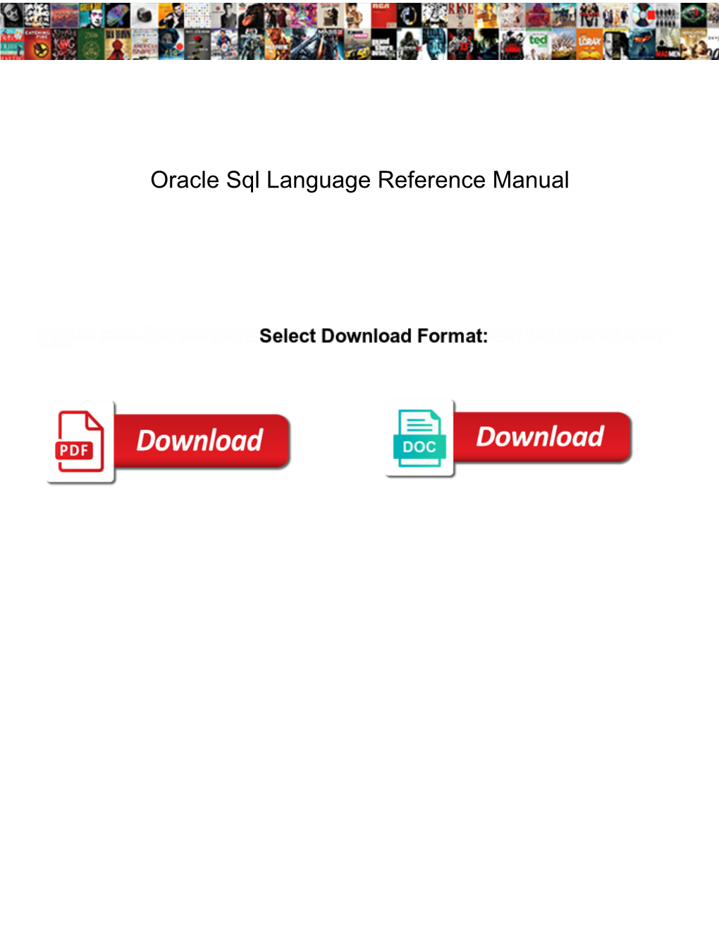 Oracle Sql Language Reference Manual