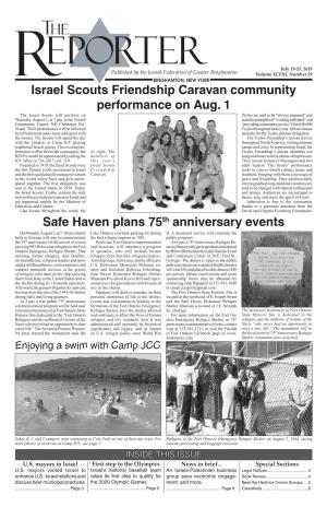 Israel Scouts Friendship Caravan Community Performance on Aug. 1 Safe Haven Plans 75Th Anniversary Events