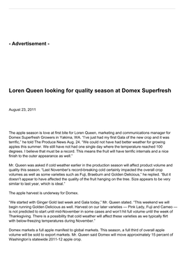 Loren Queen Looking for Quality Season at Domex Superfresh