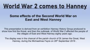 World War 2 Comes to Hanney