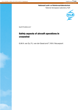 Safety Aspects of Aircraft Operation in a Crosswind