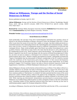 Milani on Williamson, 'Europe and the Decline of Social Democracy in Britain'