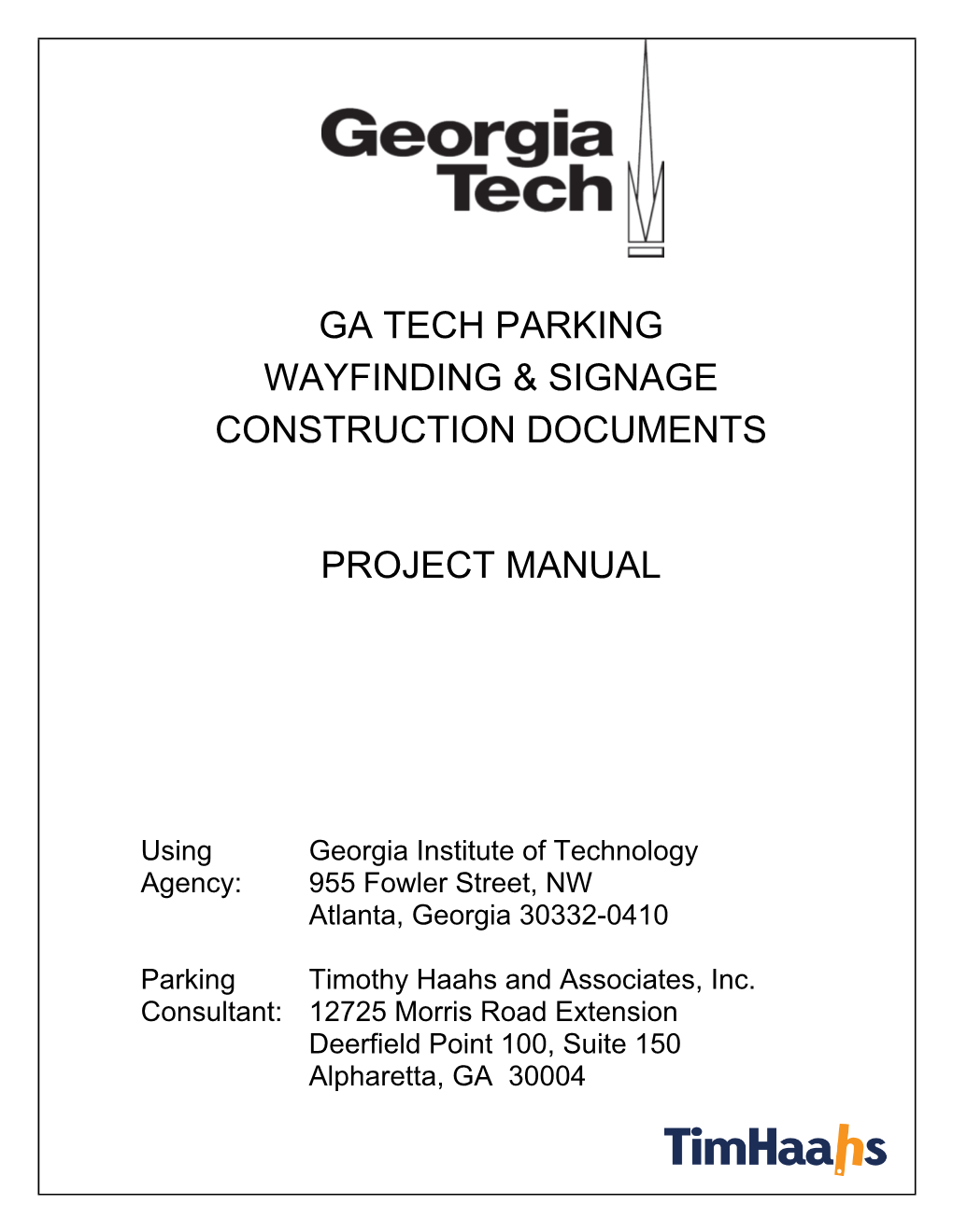 Ga Tech Parking Wayfinding & Signage Construction - DocsLib