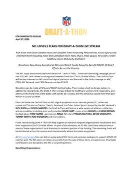 Nfl Unveils Plans for Draft-A-Thon Live Stream