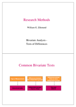 Bivariate Analysis - Tests of Differences