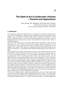 The State-Of-Art of Underwater Vehicles – Theories and Applications