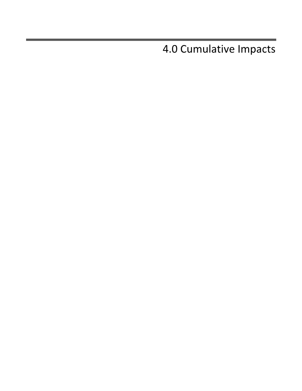 Section 4.0 Cumulative Impacts