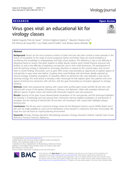 Virus Goes Viral: an Educational Kit for Virology Classes