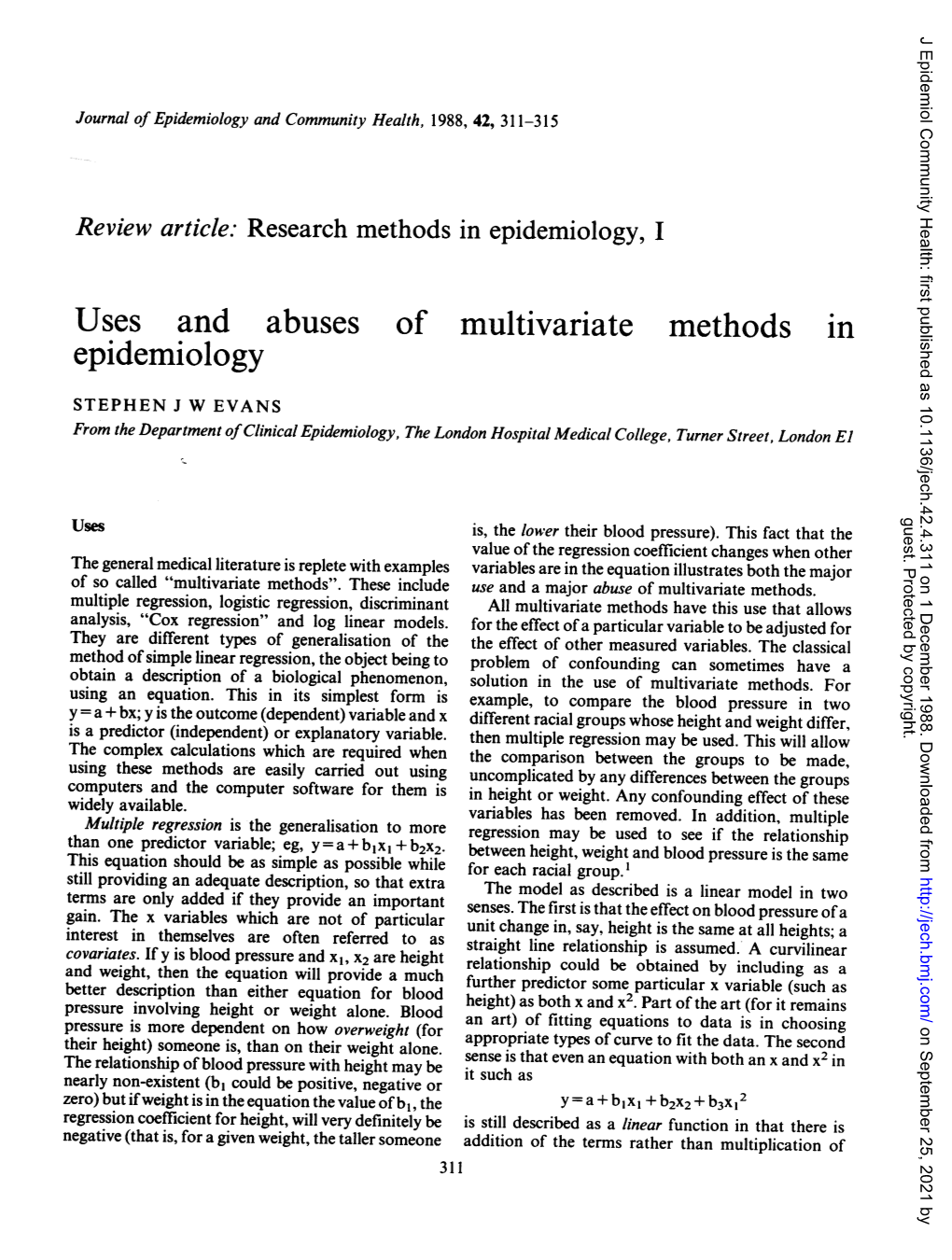 Epidemiology and Community Health, 1988, 42, 311-315