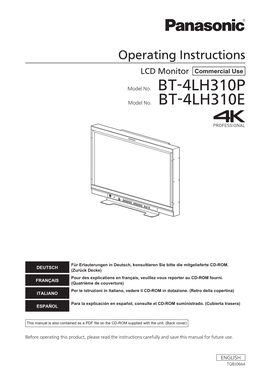 Panasonic BT-4LH310 Operating Instructions