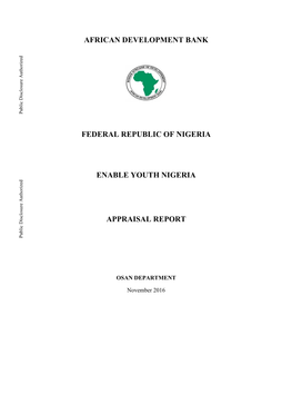 Federal Republic of Nigeria Enable Youth Nigeria Appraisal Report