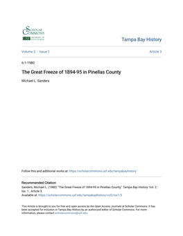 The Great Freeze of 1894-95 in Pinellas County
