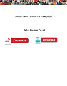 Death Notice Toronto Star Newspaper