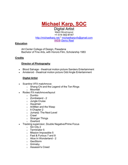 Michael Karp Resume