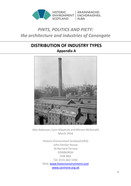The Architecture and Industries of Canongate DISTRIBUTION of INDUSTRY TYPES