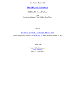 Das Händel-Handbuch 2