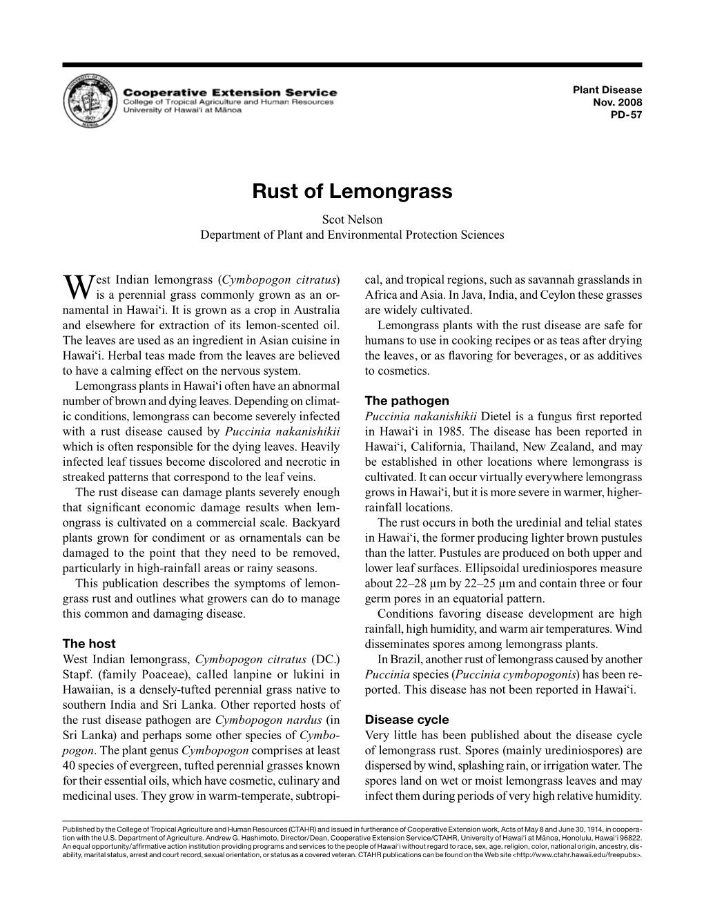 Rust of Lemongrass