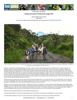 Field Guides Tour Report Holiday at Ecuador's Wildsumaco Lodge 2018